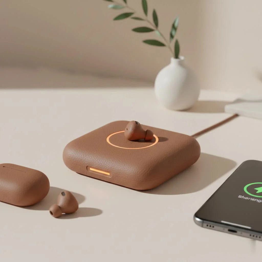 Type C wireless charger on a desk