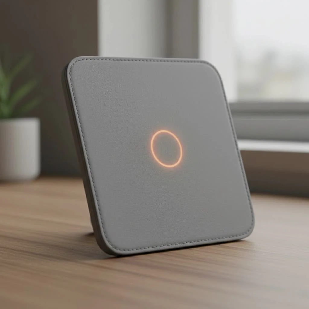 Phone with a PopSocket on a wireless charging pad