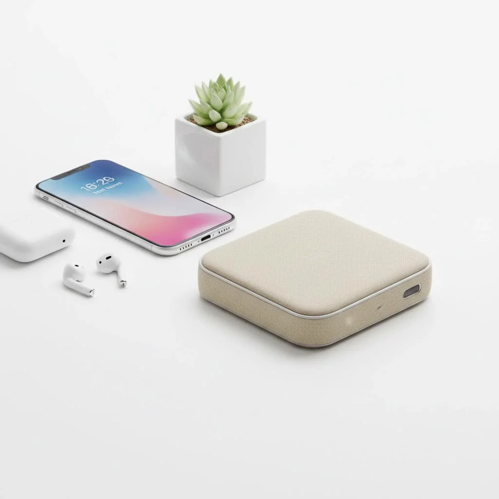 Wireless charger pad with a smartphone charging on it