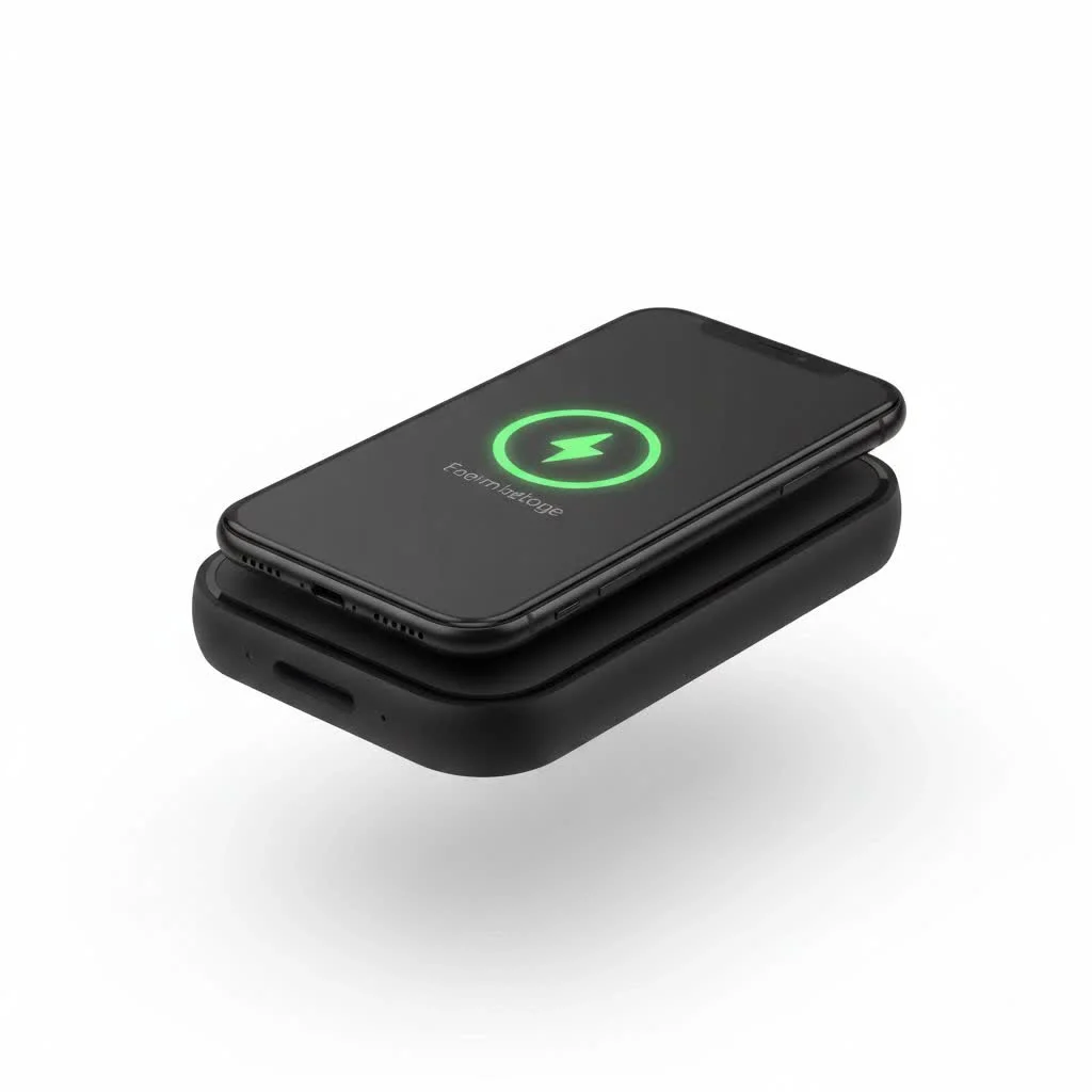 Modern fast wireless charger powering a smartphone