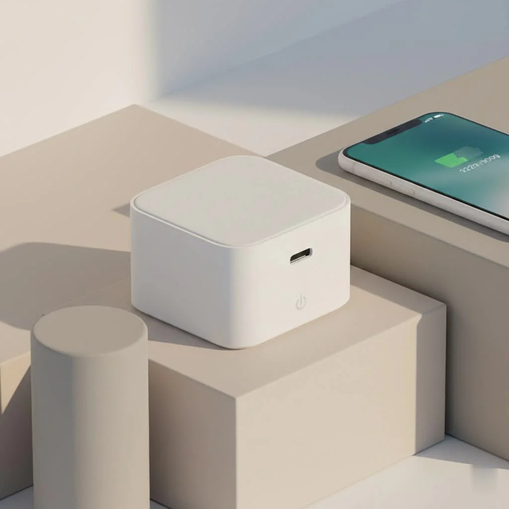 Wireless charging pad with a smartphone on it