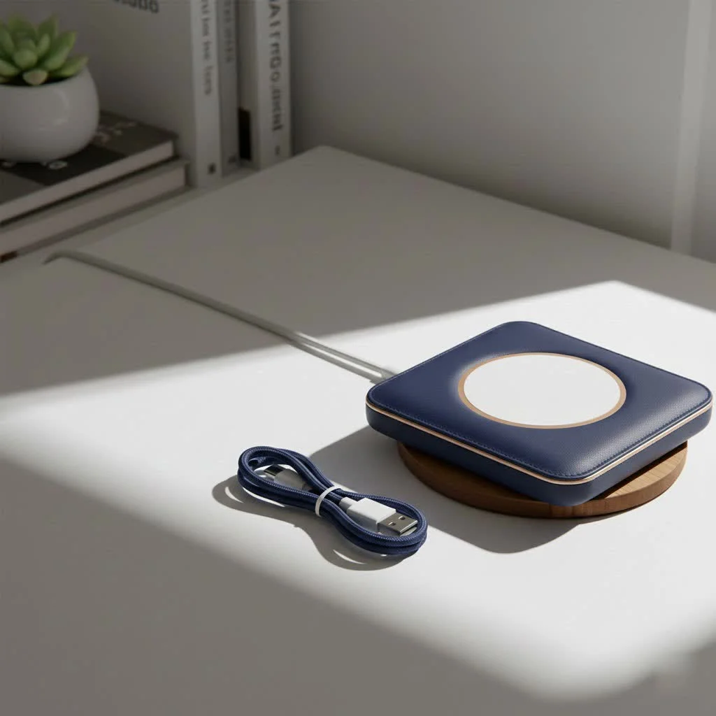 Wireless charging pad with a smartphone charging on it