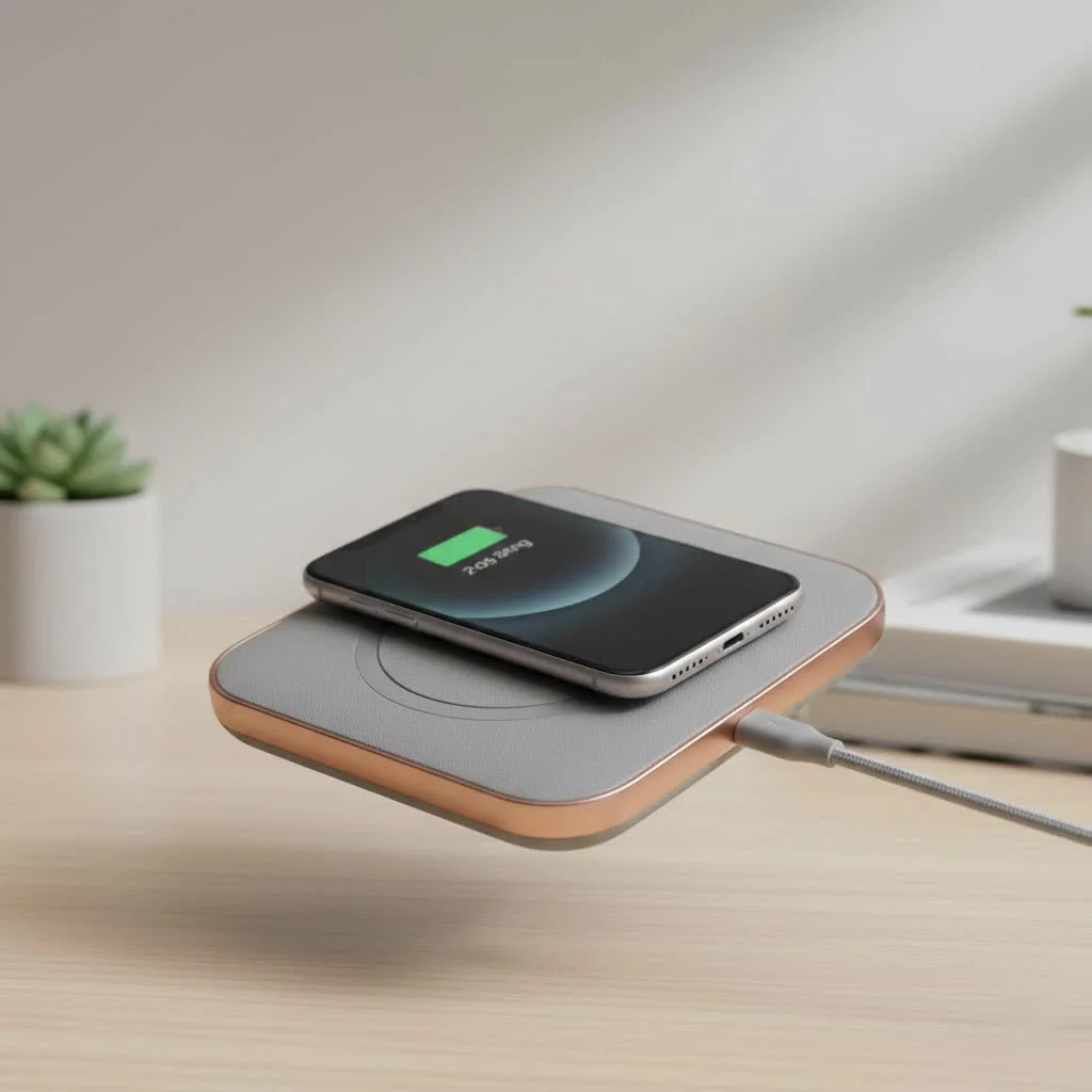 Google Pixel phone charging wirelessly on a stand