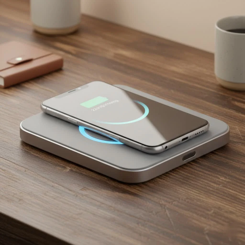 Qi wireless car charger mounted on a dashboard